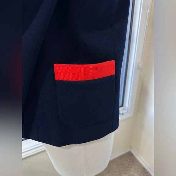 Vintage Butter Knit navy dark red orange lightweight open blazer - Picture 5 of 9